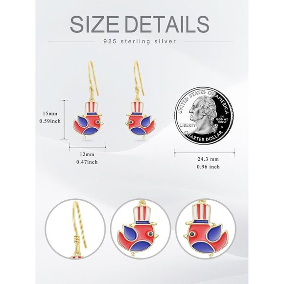 4th of July Patriotic Independence Day Dangle Earring  for Women - Picture 4 of 6